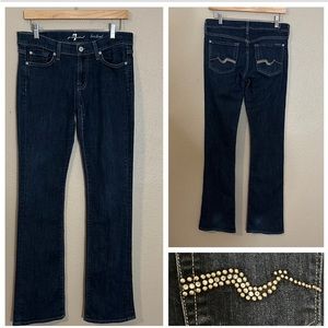7 For All Mankind Bootcut Jeans Dark Wash with Rhinestone Pockets Size 28